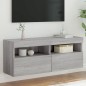 vidaXL Mueble de TV de pared con luces LED gris Sonoma 100x30x40 cm