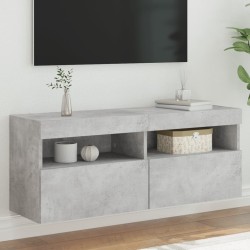 vidaXL Mueble de TV de pared con luces LED gris hormigón 100x30x40 cm