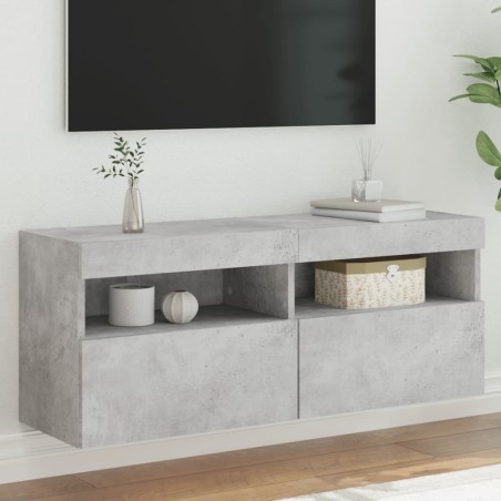 vidaXL Mueble de TV de pared con luces LED gris hormigón 100x30x40 cm