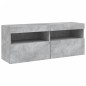 vidaXL Mueble de TV de pared con luces LED gris hormigón 100x30x40 cm