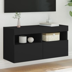 vidaXL Mueble de TV de pared con luces LED negro 80x30x40 cm