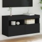 vidaXL Mueble de TV de pared con luces LED negro 80x30x40 cm