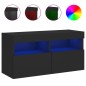 vidaXL Mueble de TV de pared con luces LED negro 80x30x40 cm