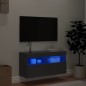 vidaXL Mueble de TV de pared con luces LED negro 80x30x40 cm