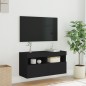 vidaXL Mueble de TV de pared con luces LED negro 80x30x40 cm