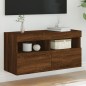 vidaXL Mueble de TV de pared con luces LED roble marrón 80x30x40 cm