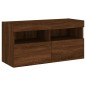 vidaXL Mueble de TV de pared con luces LED roble marrón 80x30x40 cm