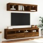 vidaXL Mueble de TV de pared con luces LED roble marrón 80x30x40 cm