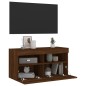 vidaXL Mueble de TV de pared con luces LED roble marrón 80x30x40 cm