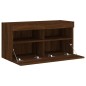 vidaXL Mueble de TV de pared con luces LED roble marrón 80x30x40 cm