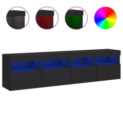 vidaXL Muebles de TV de pared con luces LED 2 uds negro 80x30x40 cm