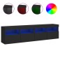 vidaXL Muebles de TV de pared con luces LED 2 uds negro 80x30x40 cm
