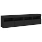 vidaXL Muebles de TV de pared con luces LED 2 uds negro 80x30x40 cm