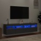 vidaXL Muebles de TV de pared con luces LED 2 uds negro 80x30x40 cm