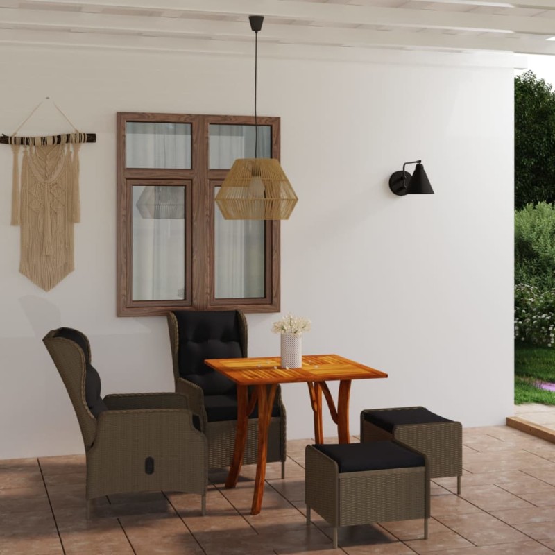 vidaXL Juego de comedor para jardín de 5 piezas marrón vidaXL Juego de comedor para jardín de 5 piezas marrón