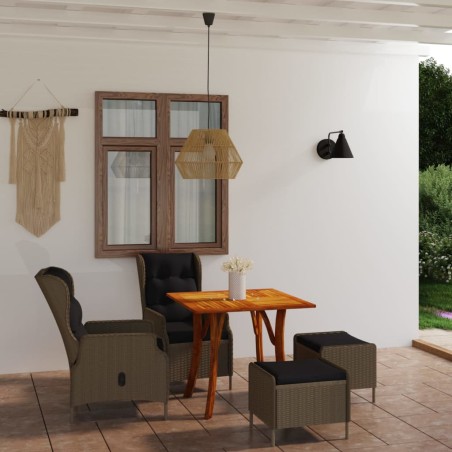 vidaXL Juego de comedor para jardín de 5 piezas marrón