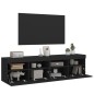 vidaXL Muebles de TV de pared con luces LED 2 uds negro 80x30x40 cm