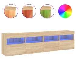 vidaXL Muebles de TV de pared luces LED 2 uds roble Sonoma 80x30x40 cm