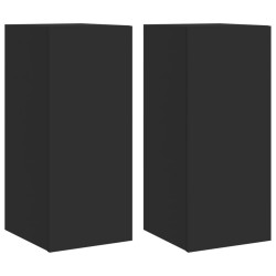 vidaXL Muebles de TV de pared con luces LED 2 uds negro 30,5x35x70 cm