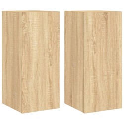 vidaXL Muebles de TV pared luces LED 2 uds roble Sonoma 30,5x35x70 cm