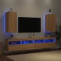 vidaXL Muebles de TV pared luces LED 2 uds roble Sonoma 30,5x35x70 cm