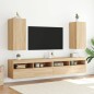 vidaXL Muebles de TV pared luces LED 2 uds roble Sonoma 30,5x35x70 cm