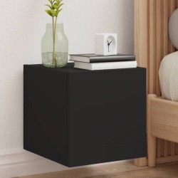 vidaXL Muebles de TV de pared con luces LED 2 uds negro 30,5x35x30 cm