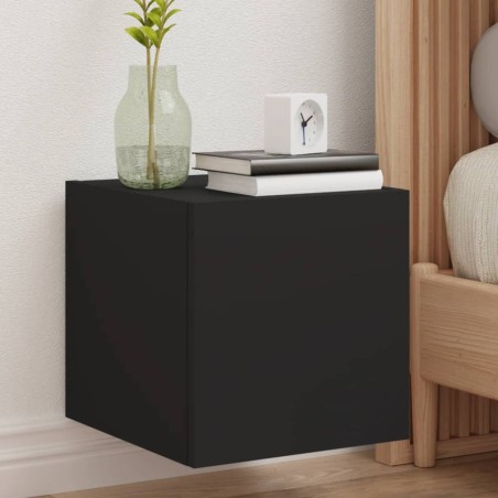 vidaXL Muebles de TV de pared con luces LED 2 uds negro 30,5x35x30 cm