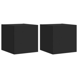 vidaXL Muebles de TV de pared con luces LED 2 uds negro 30,5x35x30 cm