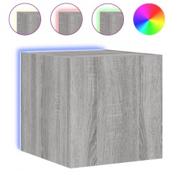 vidaXL Mueble de TV de pared con luces LED gris Sonoma 30,5x35x30 cm
