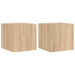 vidaXL Muebles de TV pared luces LED 2 uds roble Sonoma 30,5x35x30 cm