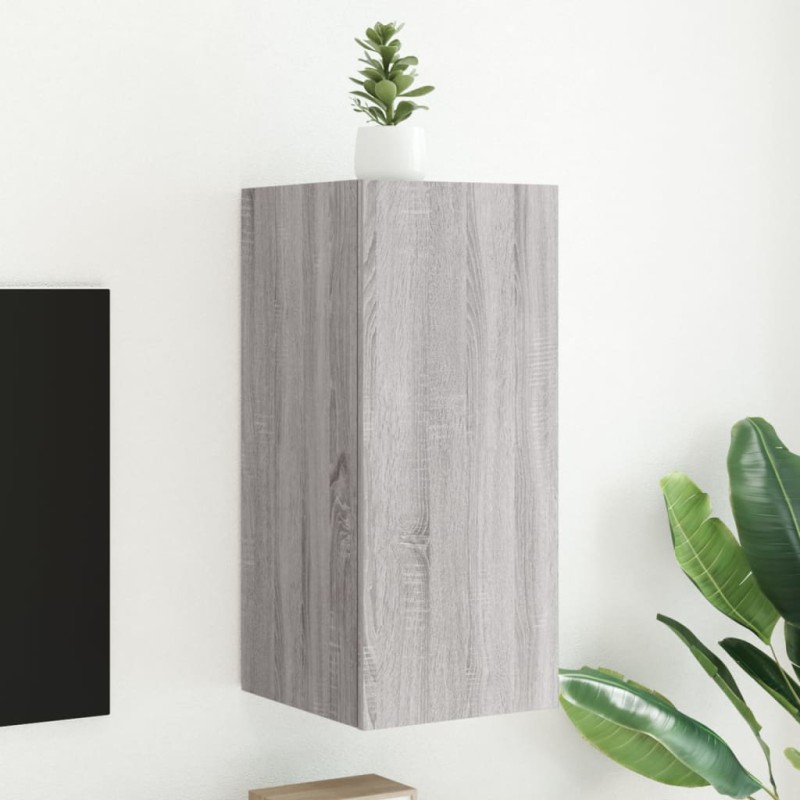 vidaXL Mueble de TV de pared con luces LED gris Sonoma 30,5x35x70 cm vidaXL Mueble de TV de pared con luces LED gris Sonoma 30,5x35x70 cm