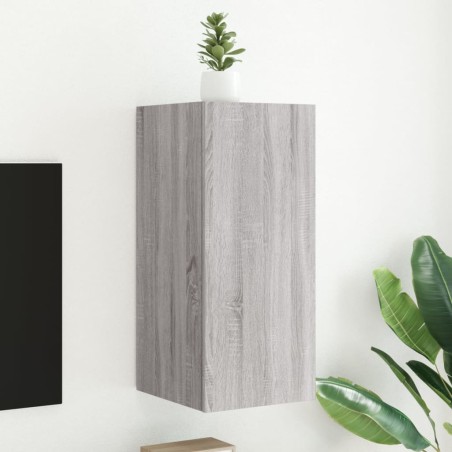 vidaXL Mueble de TV de pared con luces LED gris Sonoma 30,5x35x70 cm