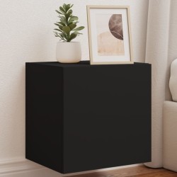 vidaXL Muebles de TV de pared con luces LED 2 uds negro 40,5x35x40 cm