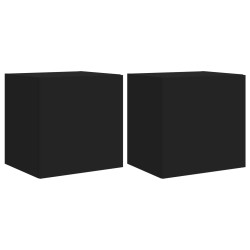 vidaXL Muebles de TV de pared con luces LED 2 uds negro 40,5x35x40 cm