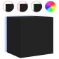 vidaXL Muebles de TV de pared con luces LED 2 uds negro 40,5x35x40 cm