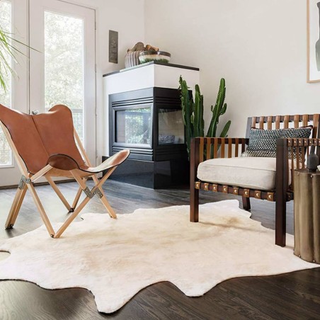 vidaXL Alfombra de piel de vaca auténtica beige 180x220 cm