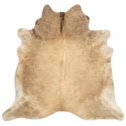vidaXL Alfombra de piel de vaca auténtica beige 180x220 cm