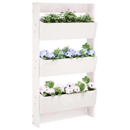 vidaXL Jardinera de pared 3 niveles madera pino blanco 60x18,5x110 cm