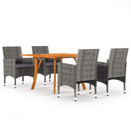 vidaXL Juego de comedor para jardín de 5 piezas gris
