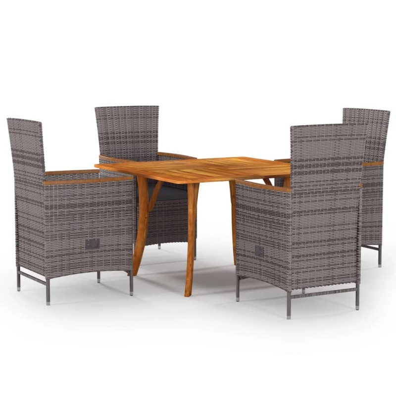 vidaXL Juego de comedor para jardín 5 piezas gris vidaXL Juego de comedor para jardín 5 piezas gris