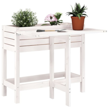 vidaXL Jardinera con tapa plegable madera maciza de pino blanca