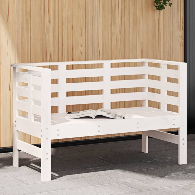 vidaXL Banco de jardín madera maciza de pino blanco 111,5x53x71 cm vidaXL Banco de jardín madera maciza de pino blanco 111,5x53x71 cm