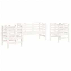 vidaXL Juego de muebles de jardín 3 pzas madera maciza de pino blanco