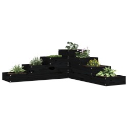 vidaXL Jardinera de 4 niveles madera maciza pino negra 106x104,5x36 cm