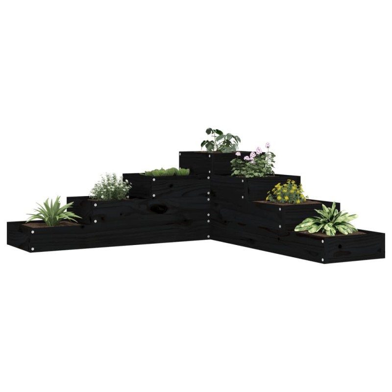 vidaXL Jardinera de 4 niveles madera maciza pino negra 106x104,5x36 cm vidaXL Jardinera de 4 niveles madera maciza pino negra 106x104,5x36 cm