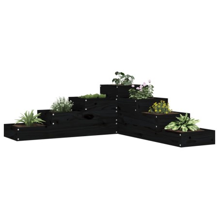 vidaXL Jardinera de 4 niveles madera maciza pino negra 106x104,5x36 cm