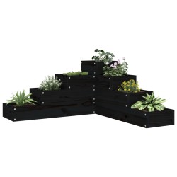 vidaXL Jardinera 4 niveles madera maciza de pino negra 80,5x79x36 cm