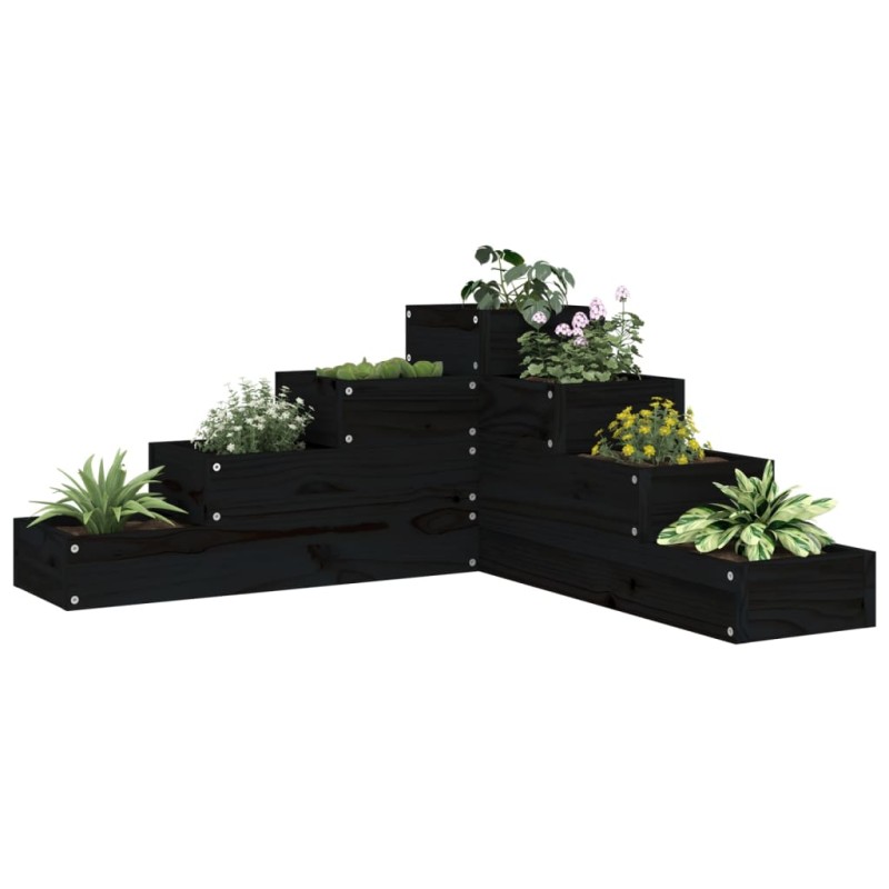 vidaXL Jardinera 4 niveles madera maciza de pino negra 80,5x79x36 cm vidaXL Jardinera 4 niveles madera maciza de pino negra 80,5x79x36 cm
