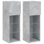 vidaXL Muebles de TV con luces LED 2 uds gris hormigón 30,5x30x90 cm vidaXL Muebles de TV con luces LED 2 uds gris hormigón 30,5x30x90 cm